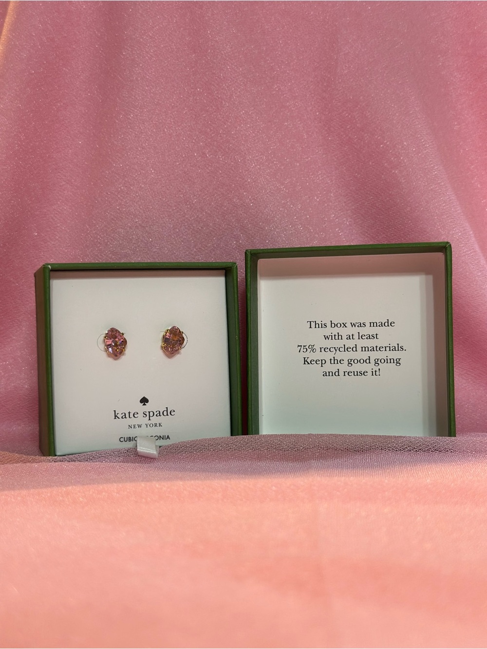 kate spade Pink Crystal Round Stud Earrings in Gold Tone